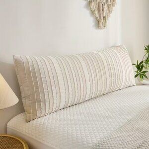 Cream Textured Woven Striped Long Body Pillow Pillowcase Cushion Cover